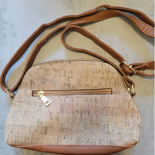 Women's Patchwork Print Dome Cork Crossbody Bag