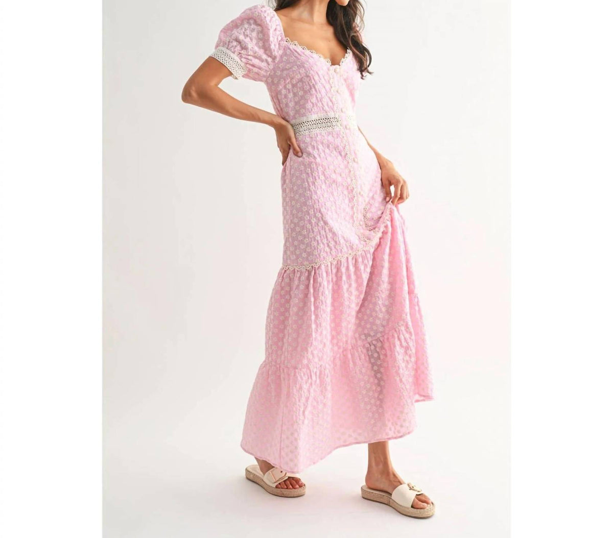 Lace Trimmed Maxi Dress