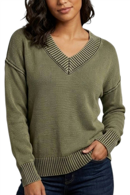 Washed V-neck Sweater