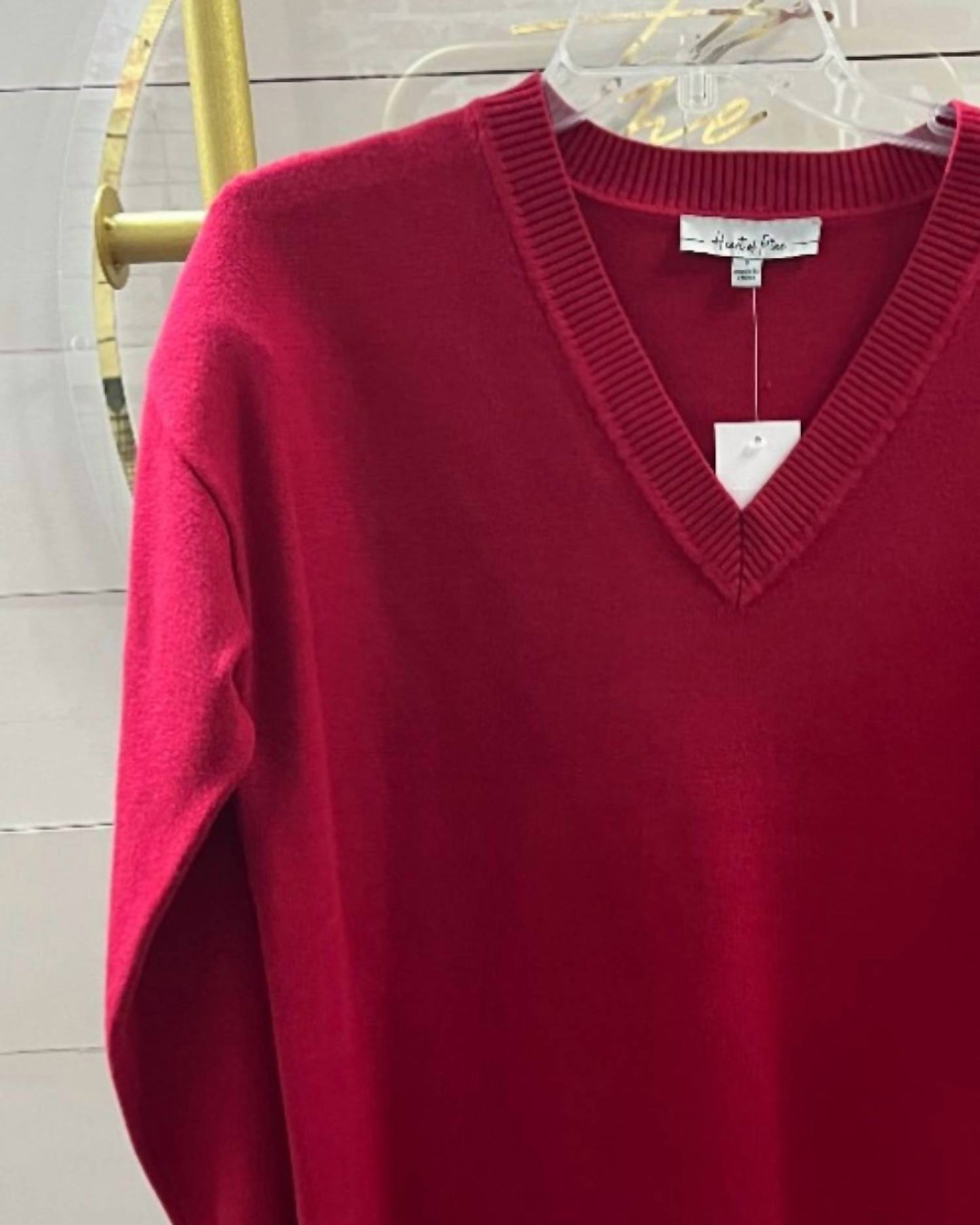 Women's Jersey Stitch V Neck Sweater