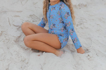 Mia Floral Zip Rash Guard One Piece Swimsuit