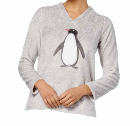 Women's Plush Applique Printed Pajama Top