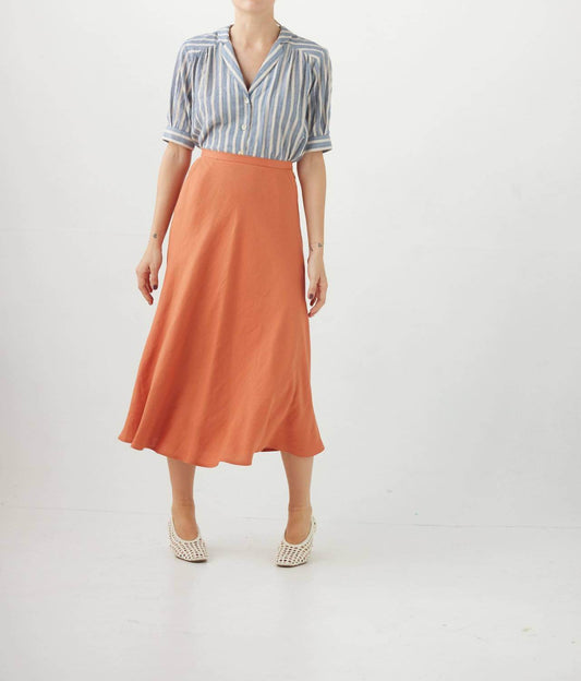 Rose Velvet - Linen Midi Skirt - Rack Hunt -
