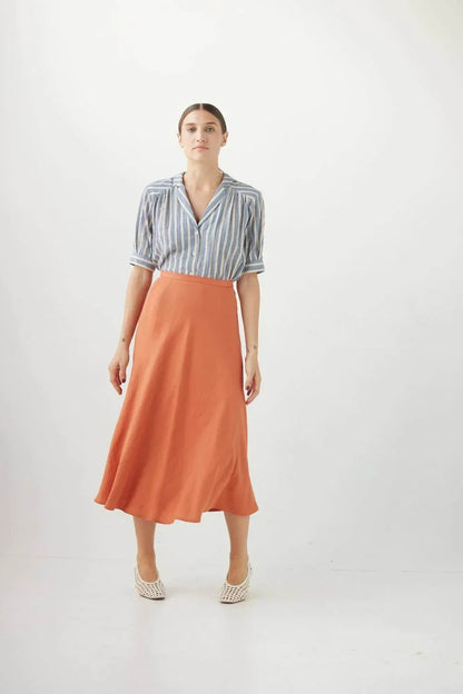 Rose Velvet - Linen Midi Skirt - Rack Hunt