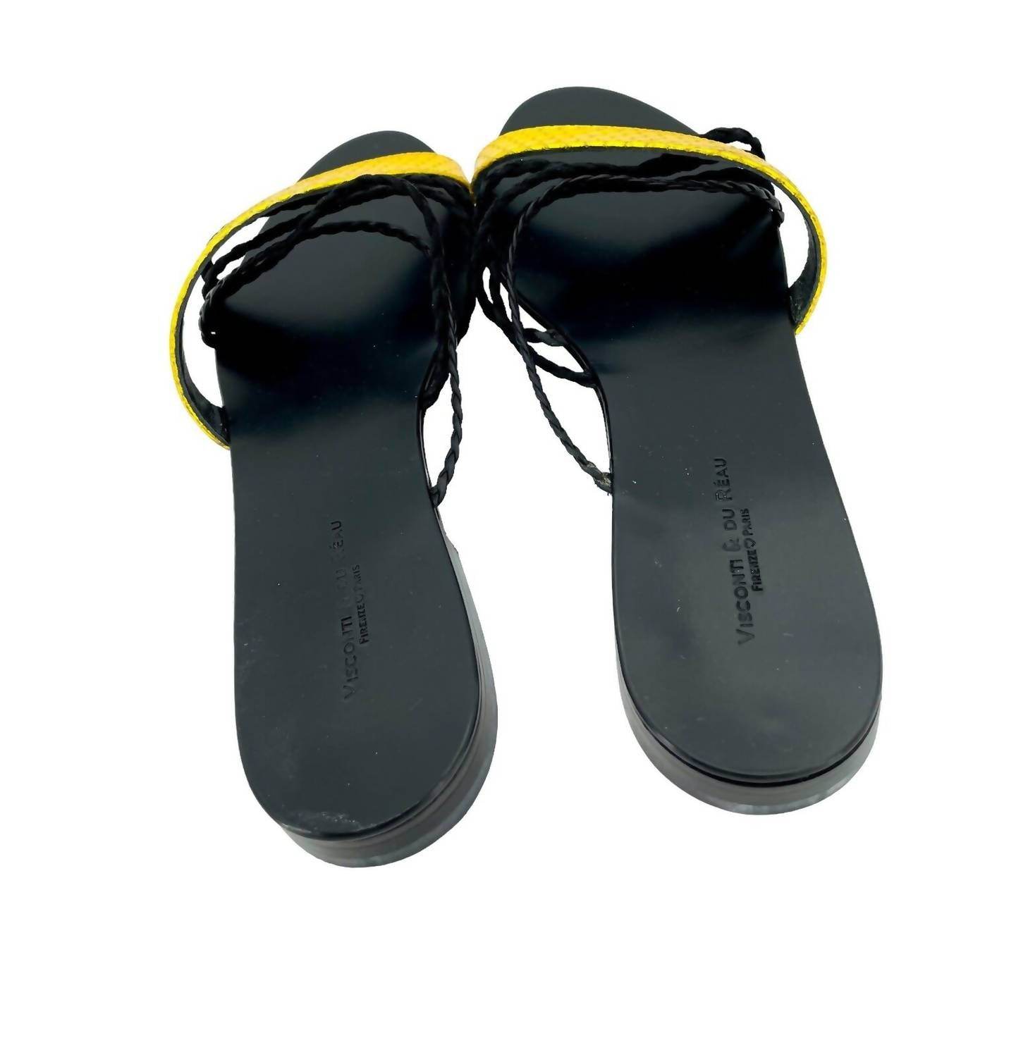 Visconti & du Réau - Women's Snake Metallic Strap Leather Flat Sandals - Rack Hunt -