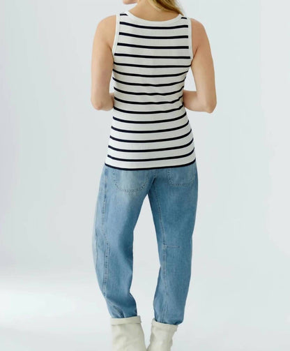 Striped With Embellished Logo Tank Top