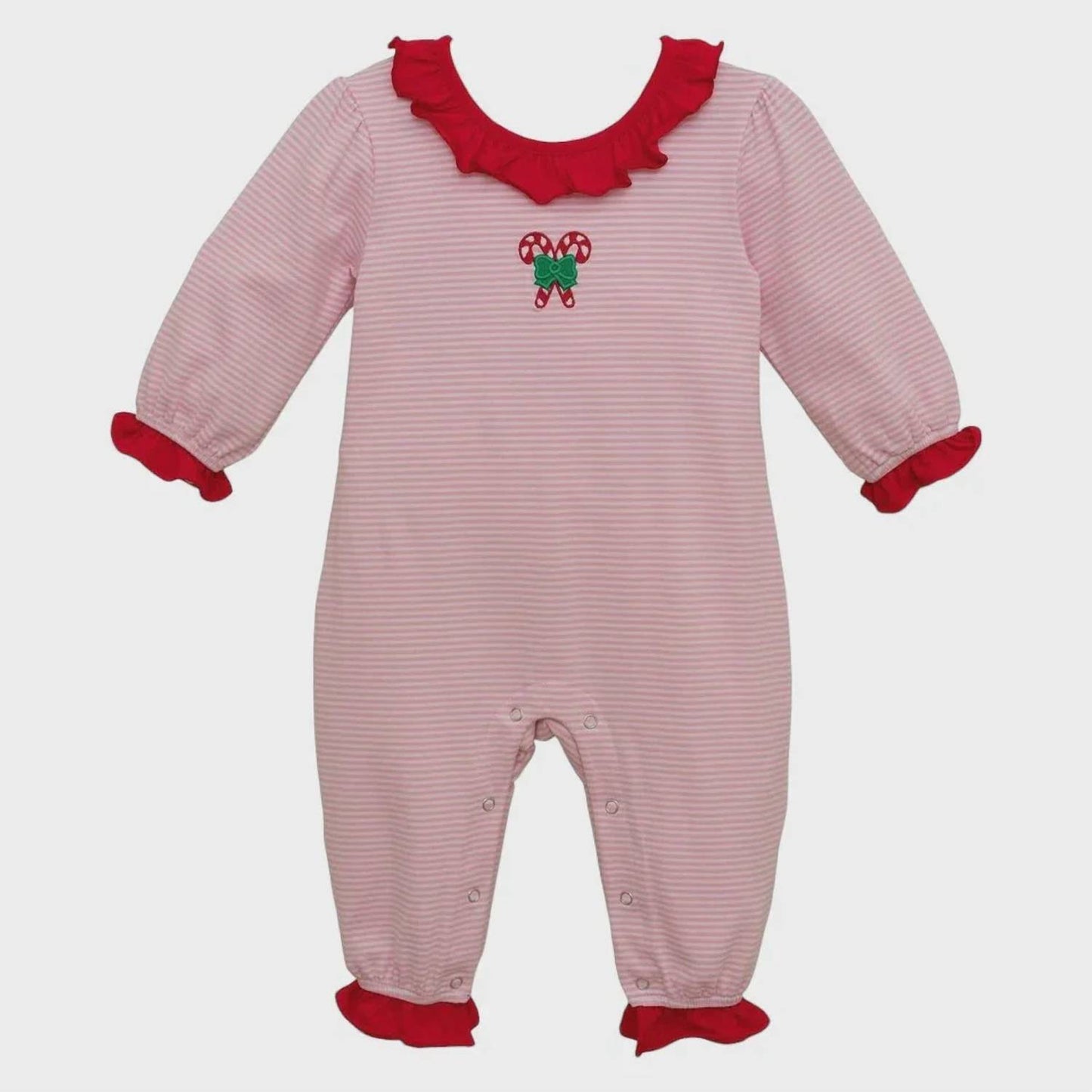 Girl's Candy Cane Ruffle Romper