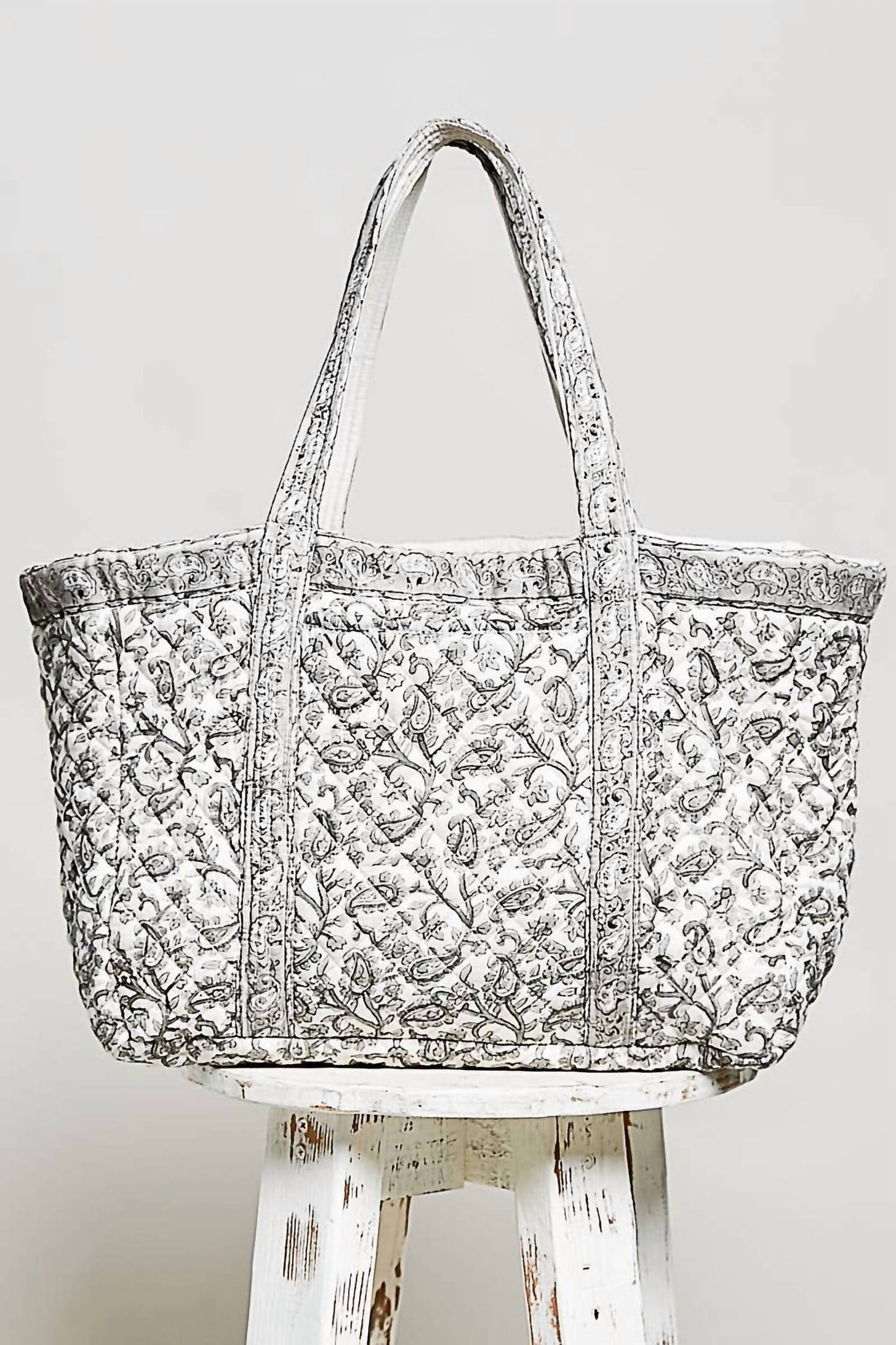 Women's Hand Block-printed Quilted Floral Tote Bag