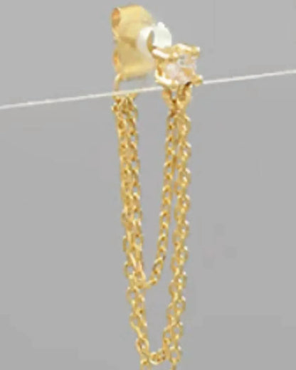 Golden Stella - Women's Chain Dangle Earrings - Rack Hunt