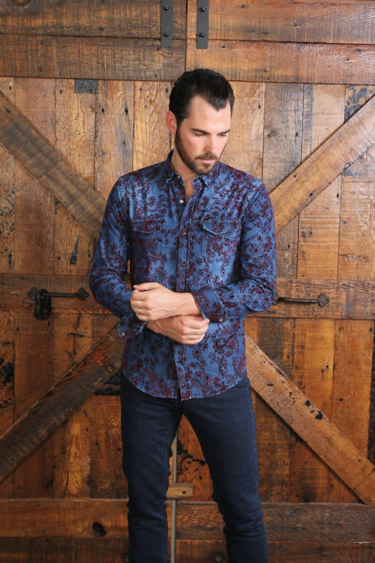 Men's Denim Shirt With Flocking