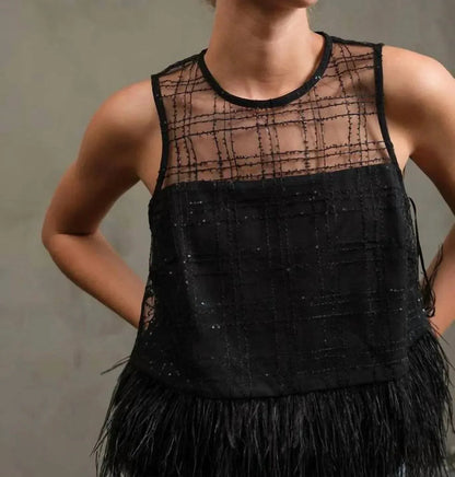 Madison - Women's Luxe Grid Feather Top - Rack Hunt