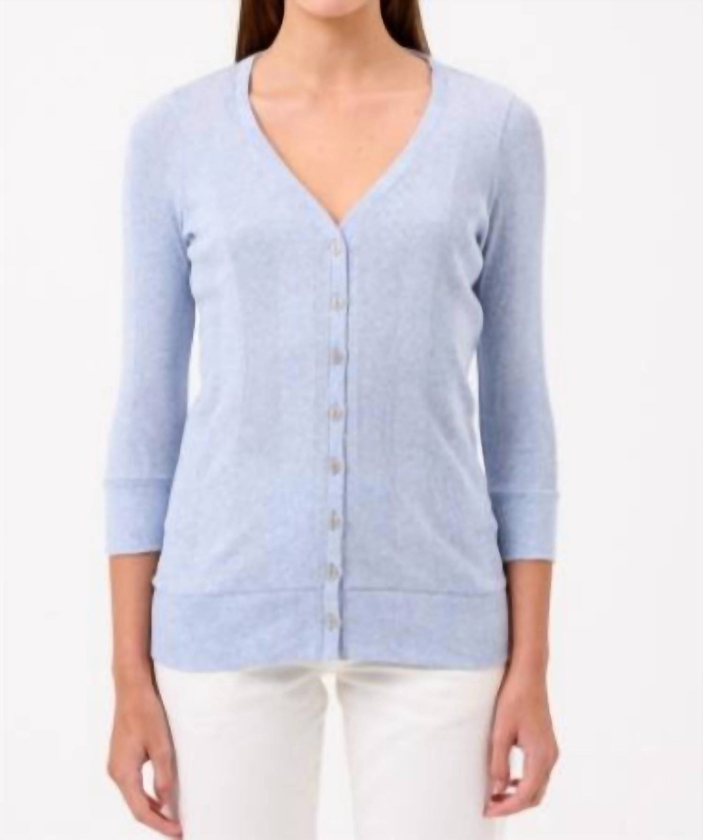 Cotton Rib V Neck Cardigan