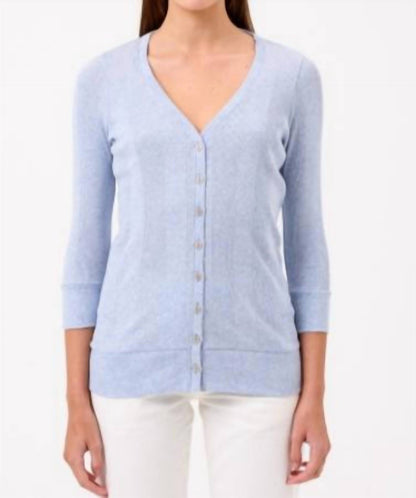 Cotton Rib V Neck Cardigan