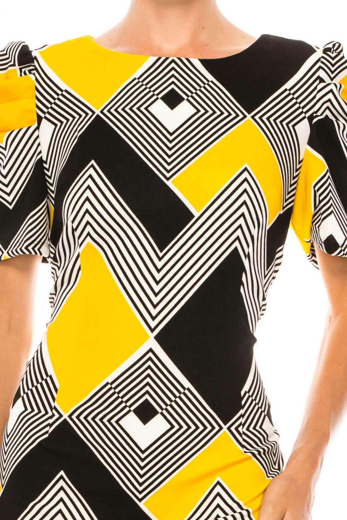 ILE Clothing - Printed Princes Short Sleeve Sheath Dress - Rack Hunt