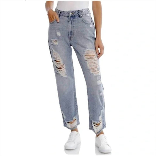 Avec Les Filles - Distressed High Waisted Mom Jeans - Rack Hunt -
