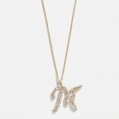 Crystal Initial "M" Necklace