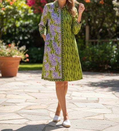 Three Quarter Sleeve Midi Dress