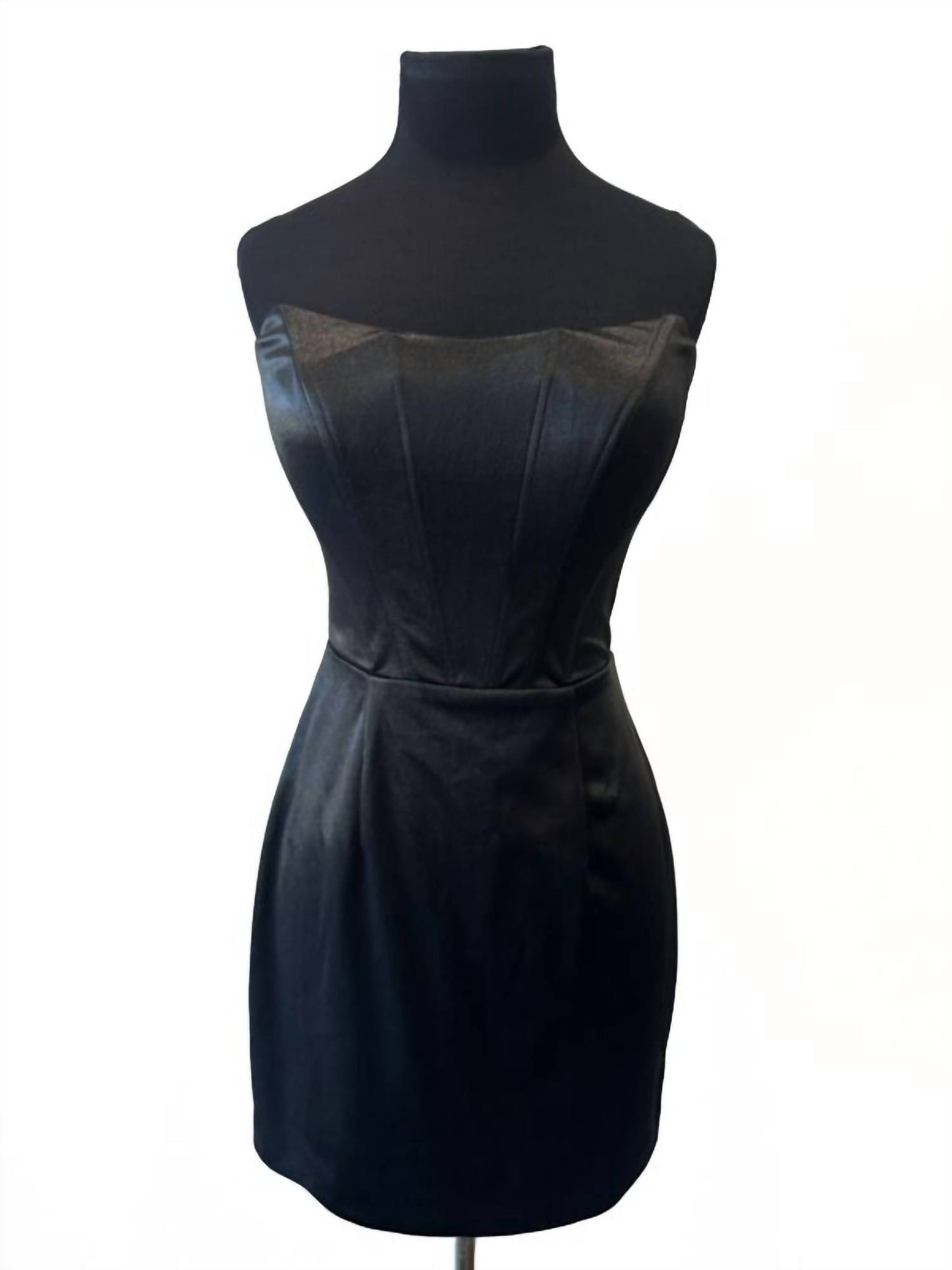 Curved Neckline Strapless Evening Dress