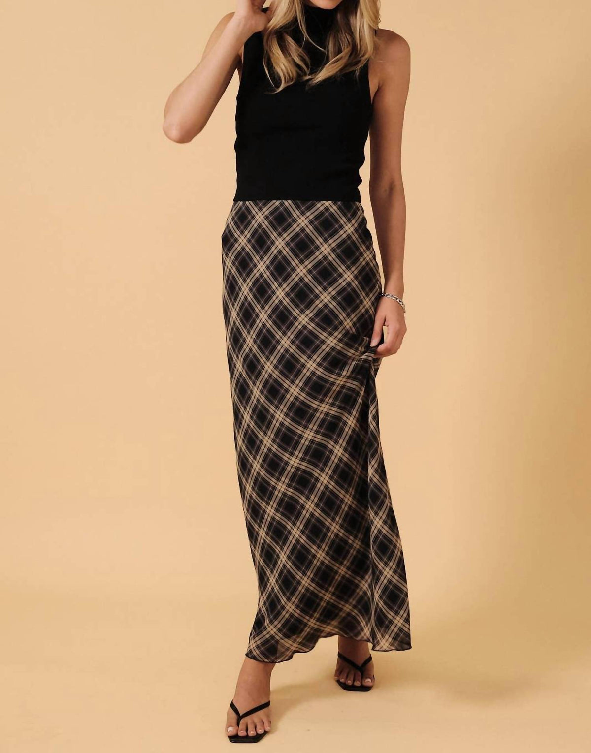 High Waist Chiffon Midi Skirt