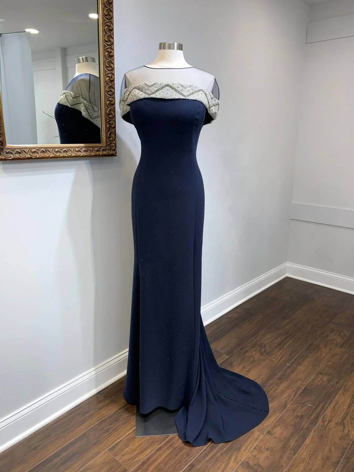 Saboroma - Illusion Off-the-shoulder Gown With Slit - Rack Hunt -