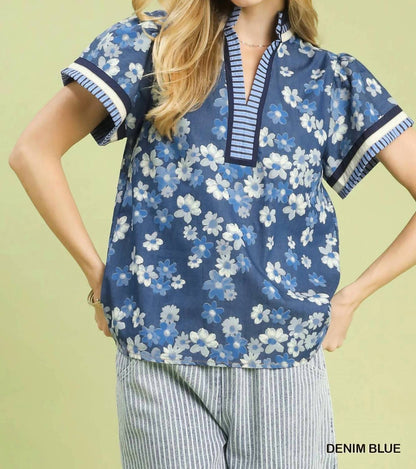 Floral Mixed Media Print Top