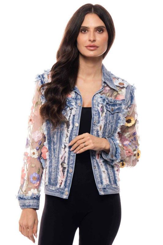 Embroidered Denim And Lace Bohemian Jacket