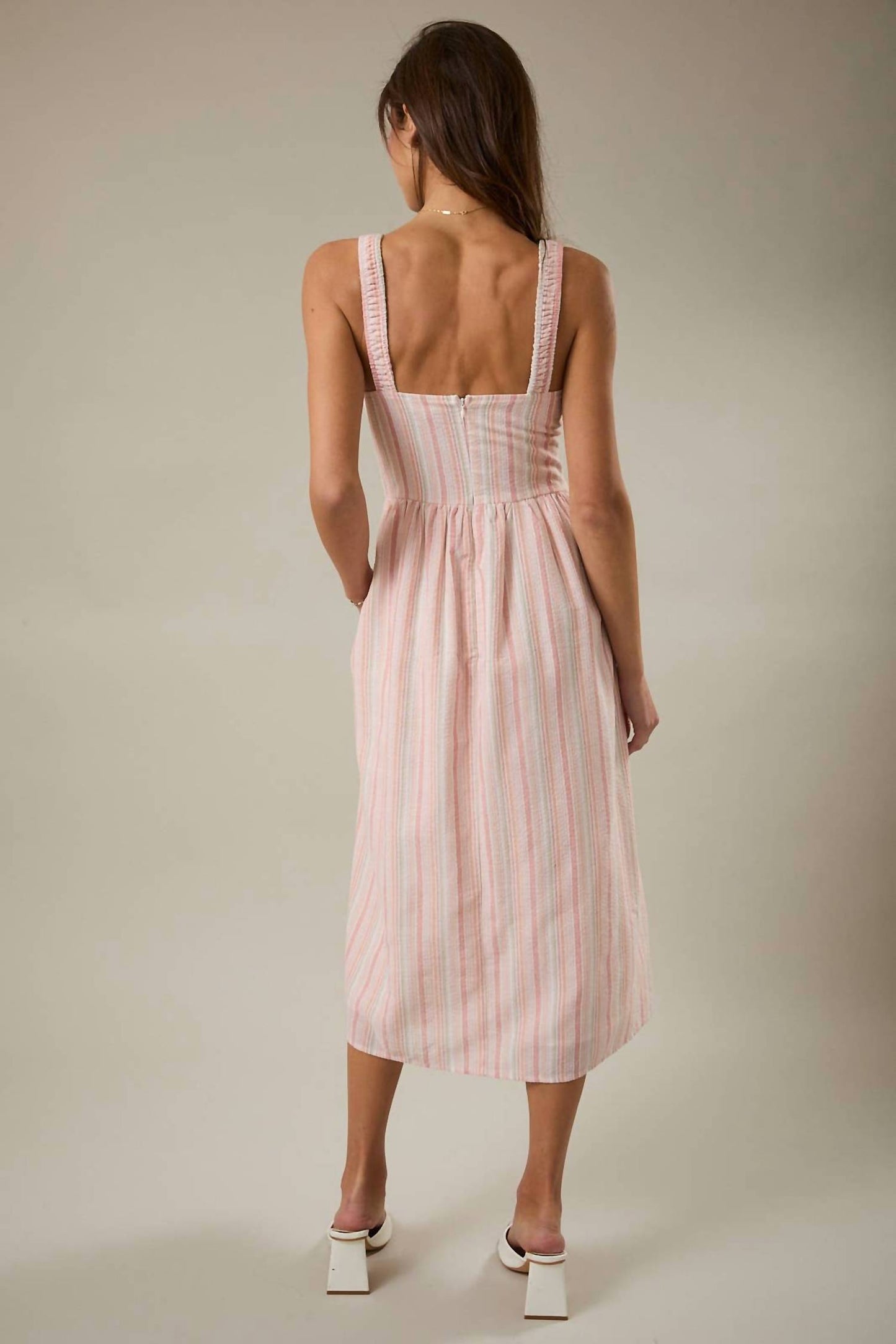 Square Neck Sleeveless Fit And Flare Dress