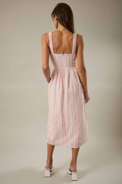 Square Neck Sleeveless Fit And Flare Dress