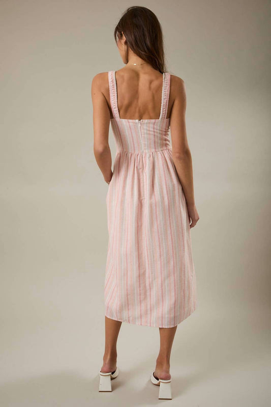 Square Neck Sleeveless Fit And Flare Dress