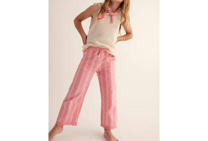 Girl's Jacquard Crop Top And Ruffle Pants Set