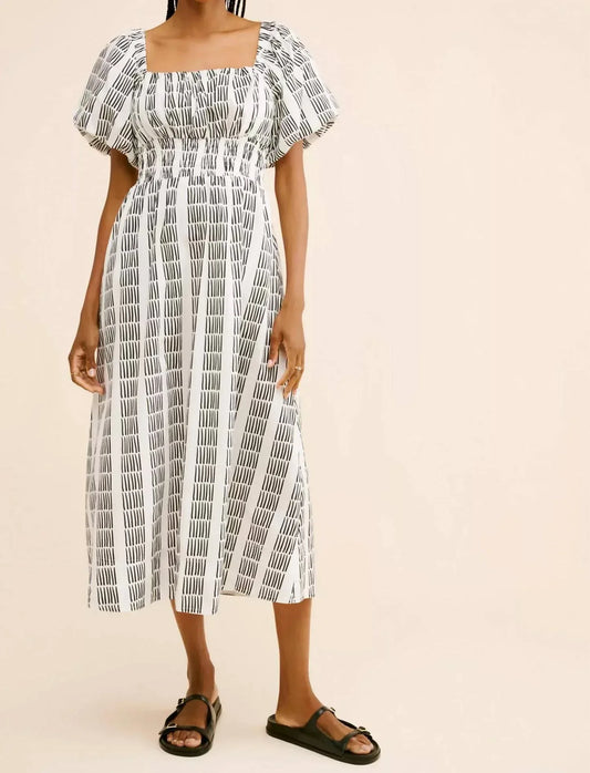 Maeve - Puff Sleeve Square Neck Smocked Midi Dress - Petite - Rack Hunt