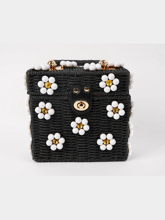 Women's Wicker Bucket Flower Bag