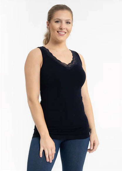 Lace Trim V-Neck Tank