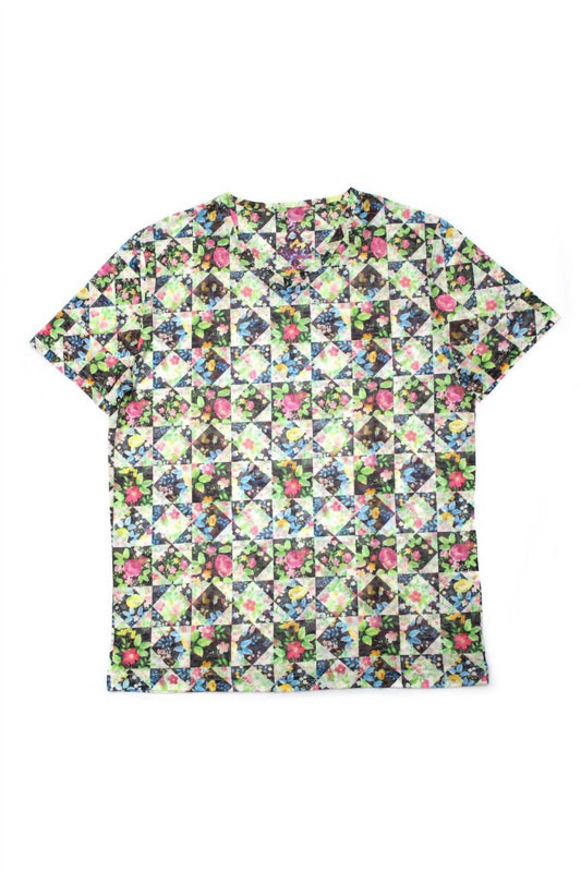 Men's Floral Print V-neck T-shirt
