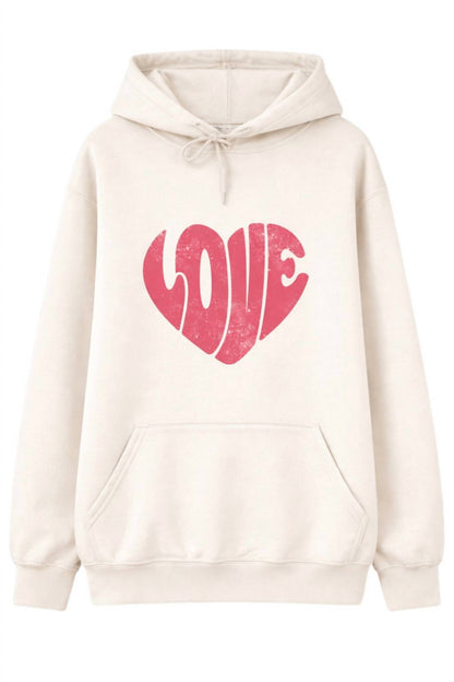 Love Heart Distressed Valentine's Day Hoodie