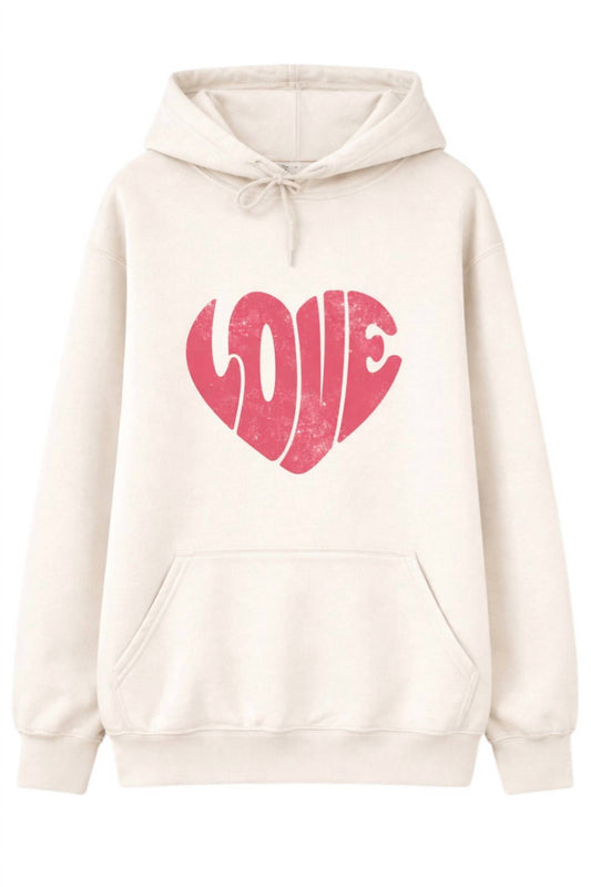 Love Heart Distressed Valentine's Day Hoodie