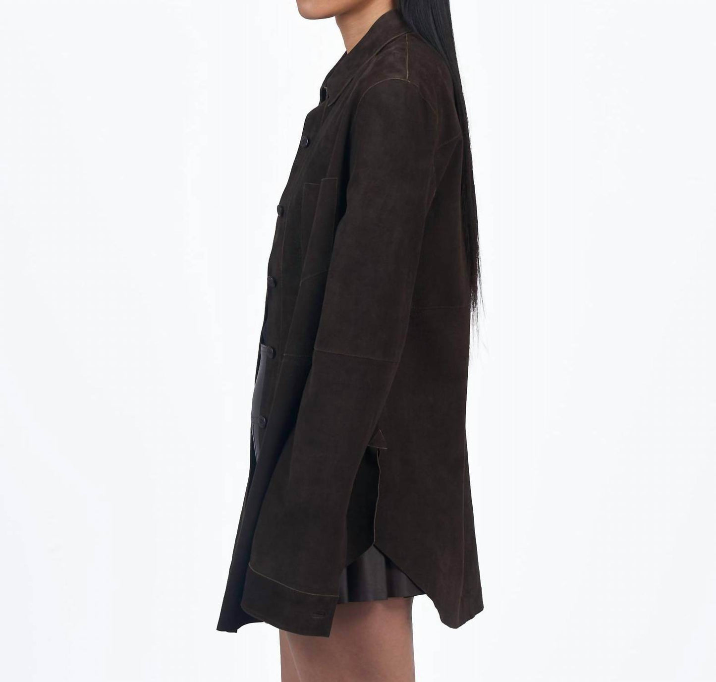 Giacca Lusso - Britta Suede Button Front Blouse - Rack Hunt -