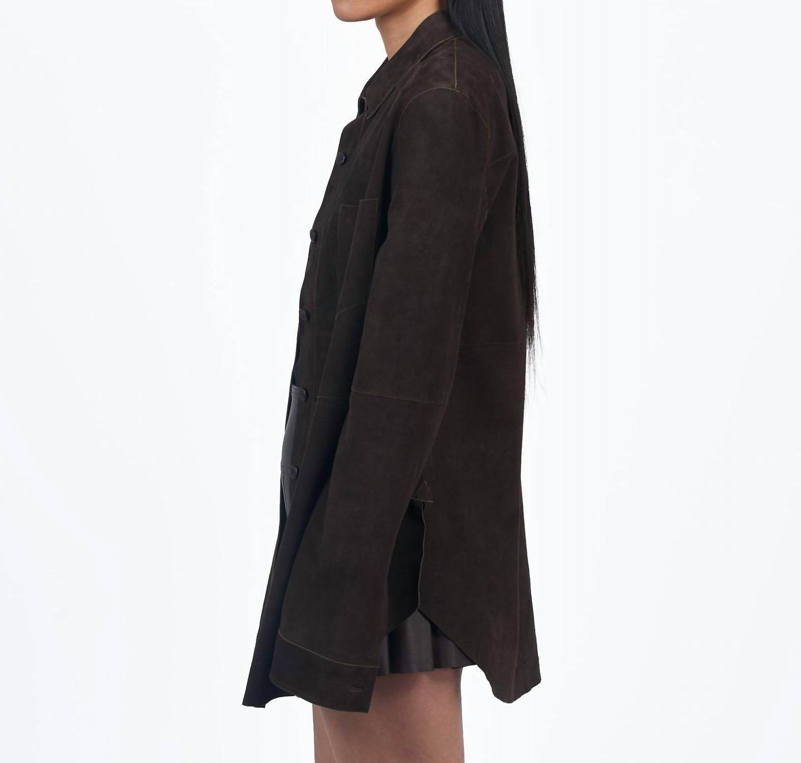 Giacca Lusso - Britta Suede Button Front Blouse - Rack Hunt -