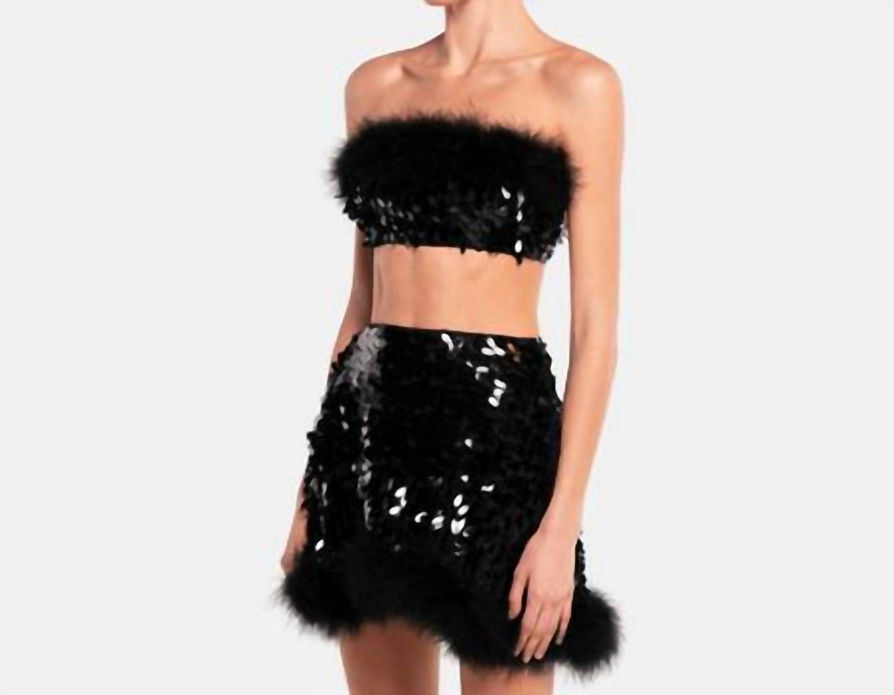 OW Collection - Virgo Sequin Feather Top And Skirt Set - Rack Hunt
