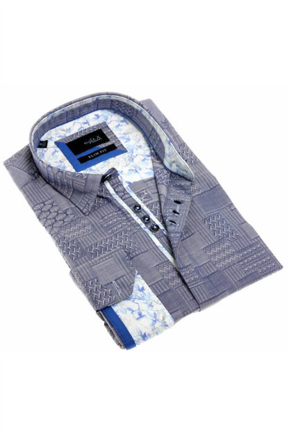 Jacquard Button Down Shirt With Colorful Trim