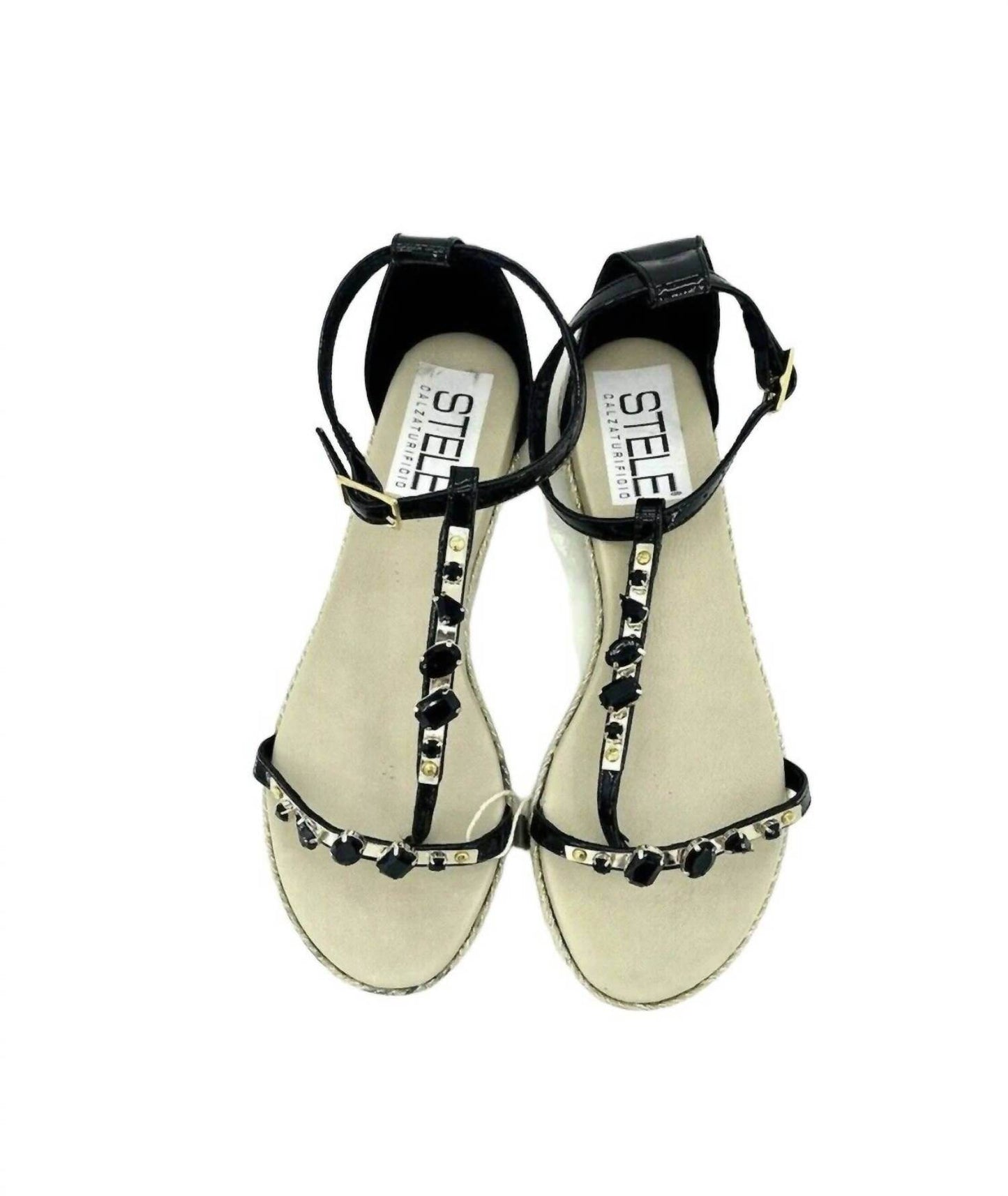 STELE - Jeweled Rhinestones Patent Leather Sandals - Rack Hunt -