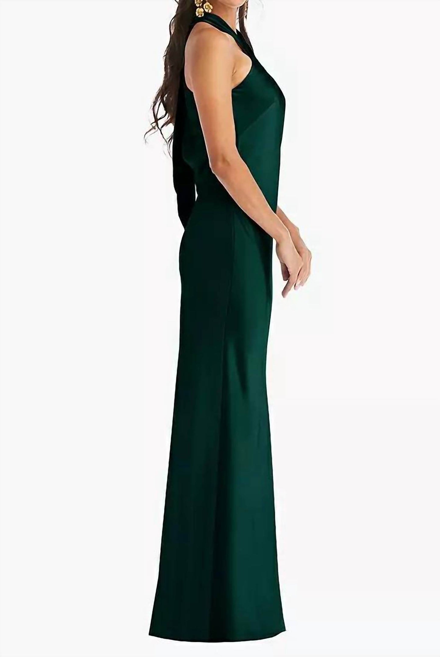 Lovely - Twist Halter Lux Charmeuse Maxi Dress - Rack Hunt -