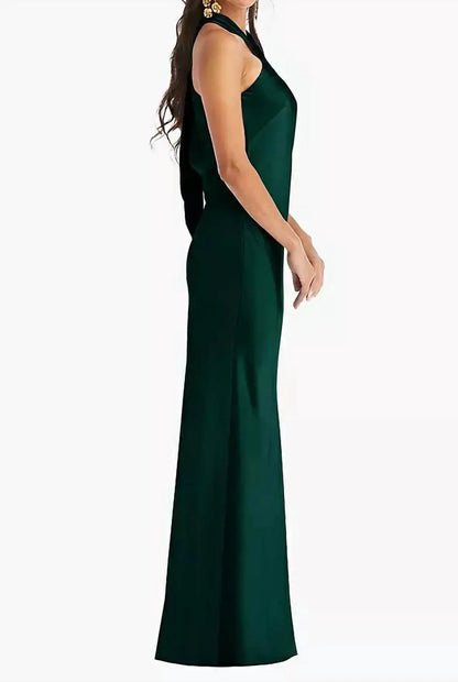 Lovely - Twist Halter Lux Charmeuse Maxi Dress - Rack Hunt