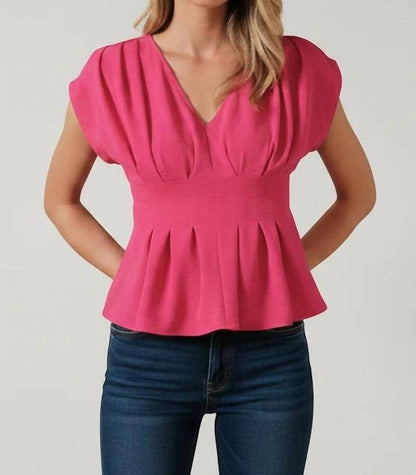 Kali Front Pleat Cap Sleeve Top