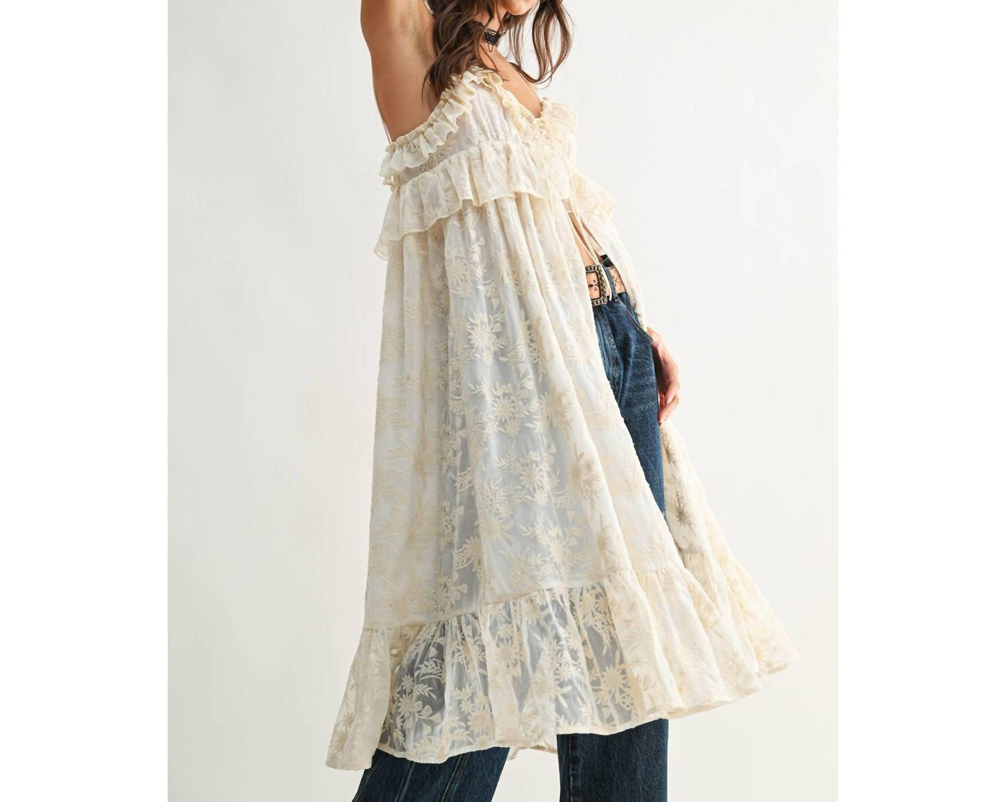 Stevie Sheer Lace Cover Up Top