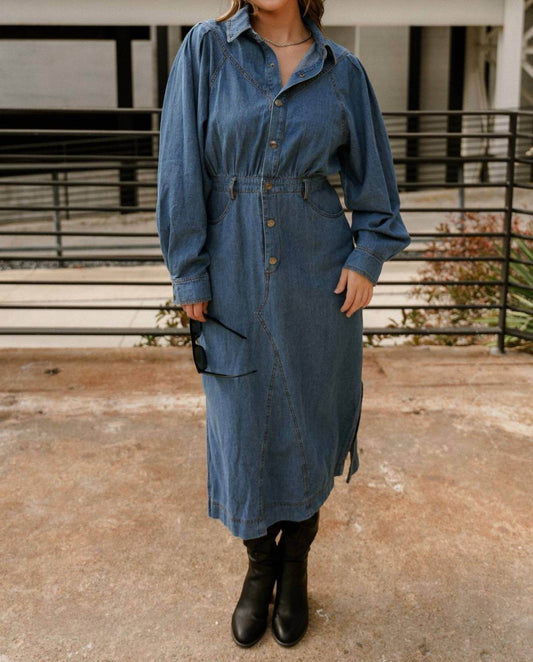 How Very Loved - Tianna Denim Midi Dress - Rack Hunt -