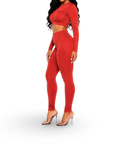 Don't Make A Scene - Long Sleeve Detailed Legging Set