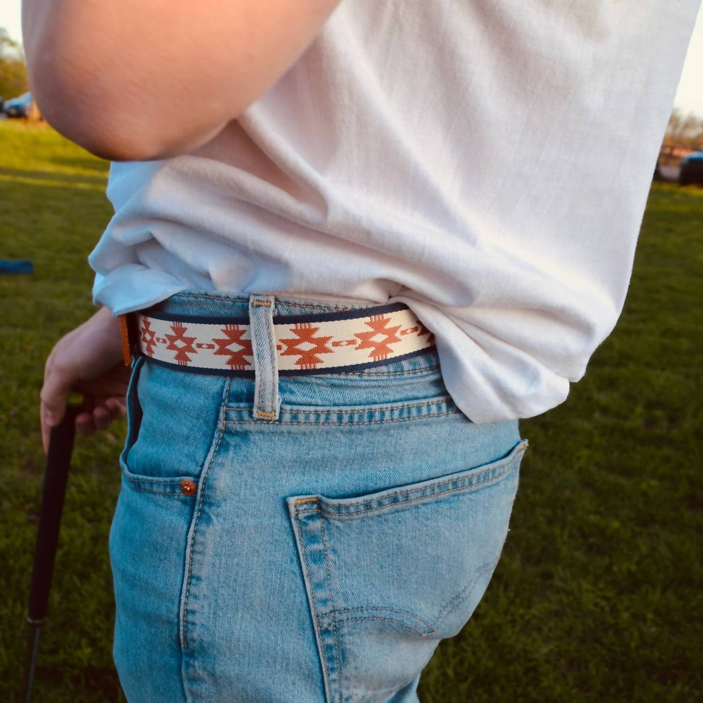 Unisex Woven Leather Bandera Belt