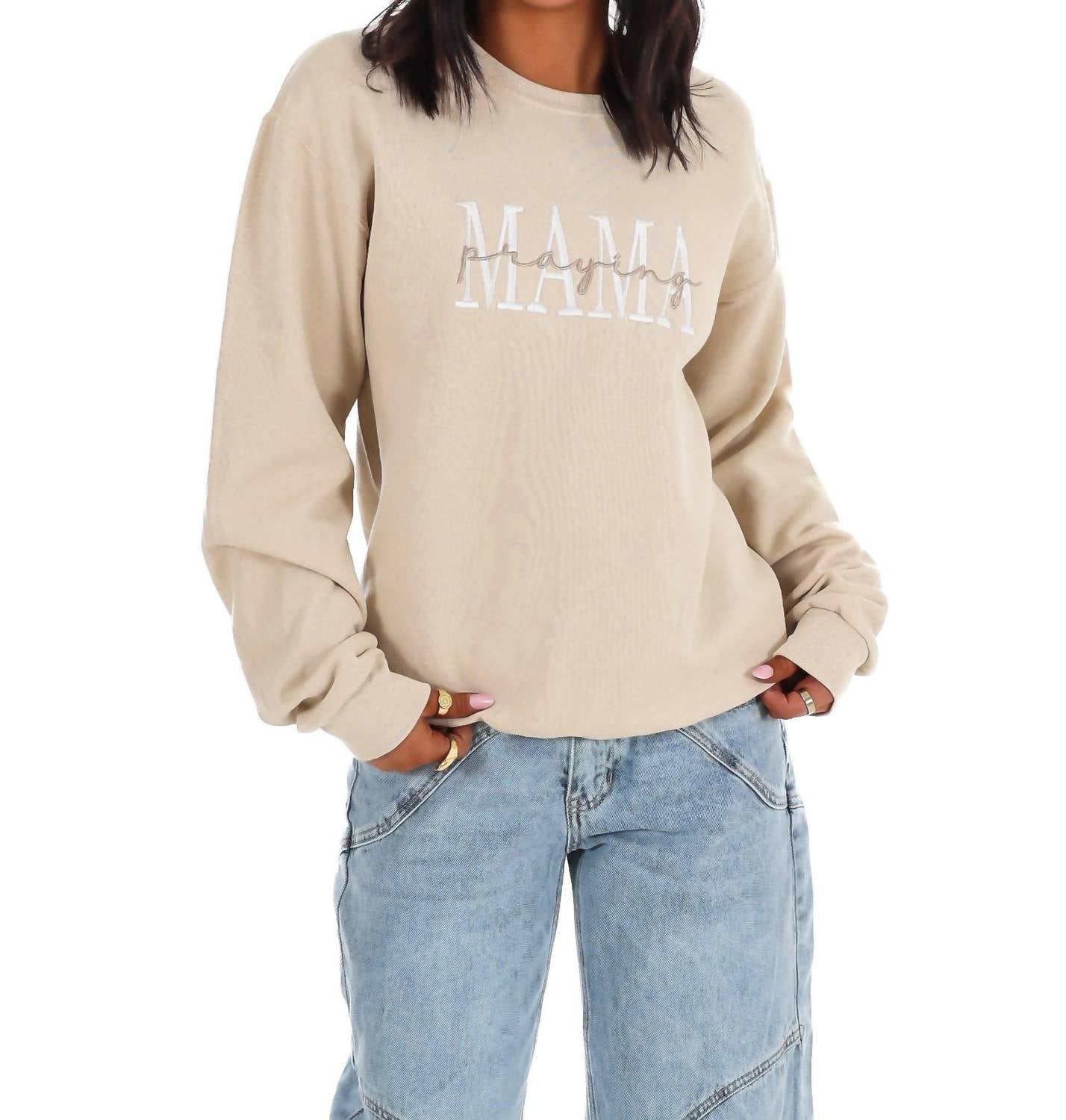 Praying Mama Embroidered Sweatshirt