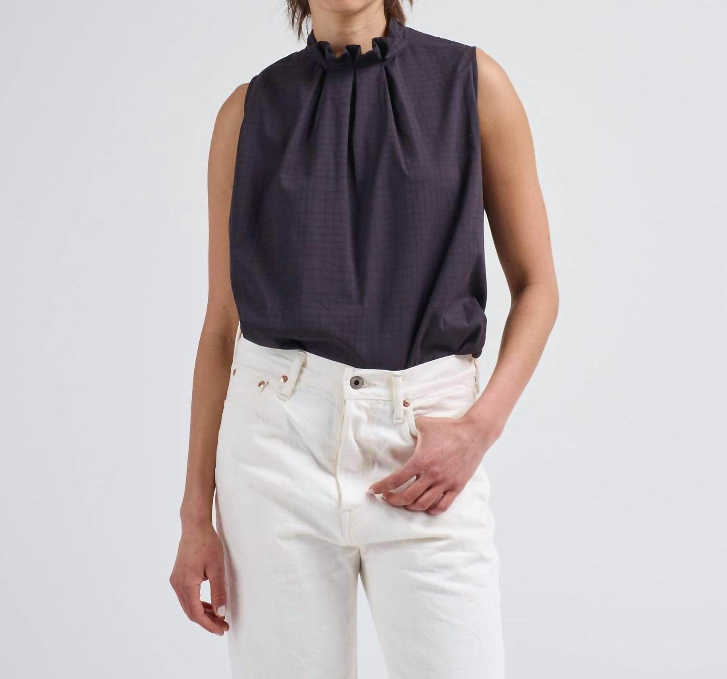 Chimala - Sleeveless Tuck Collar Blouse - Rack Hunt -